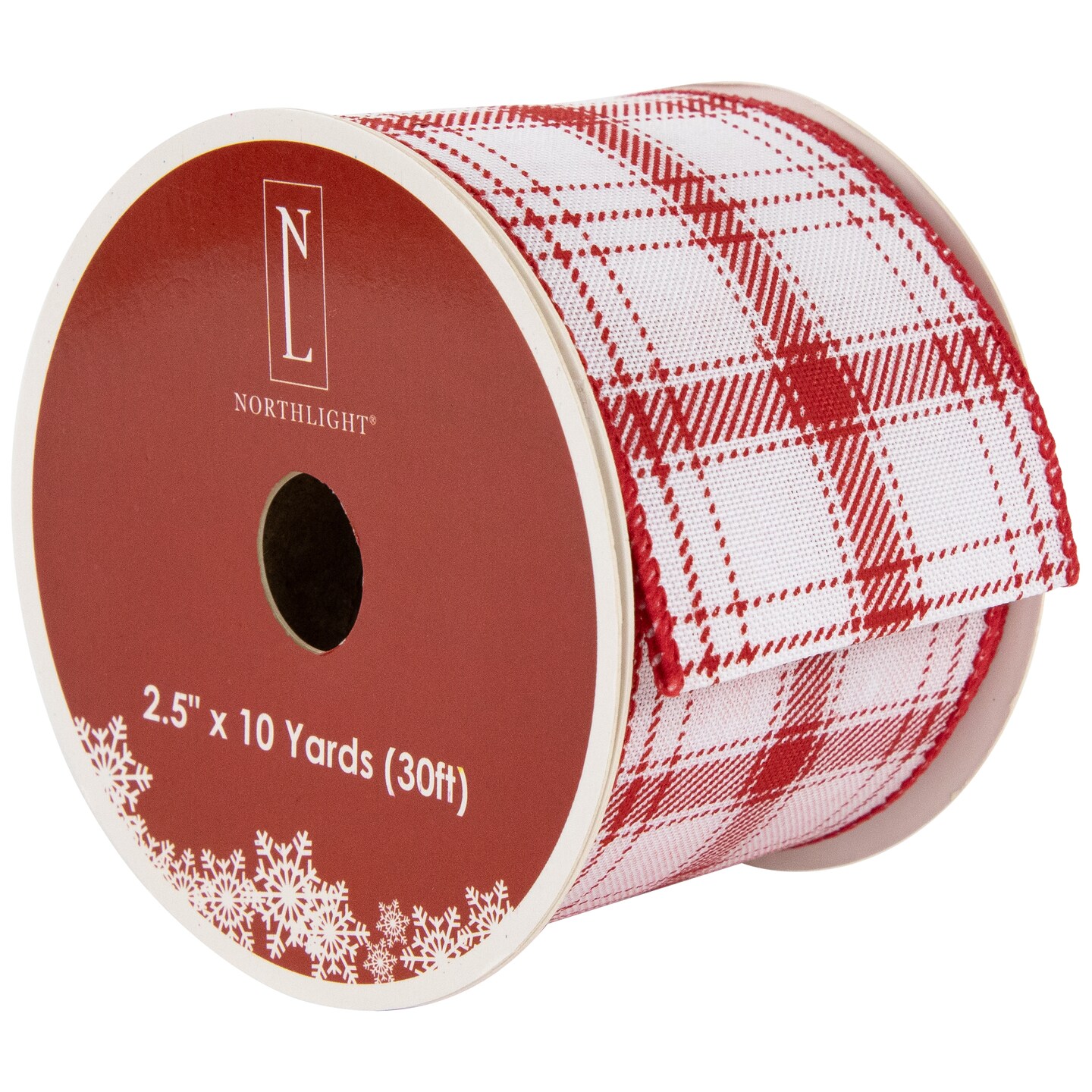 Northlight Red and White Plaid Wired Craft Christmas Ribbon 2.5&#x22; x 10 Yards