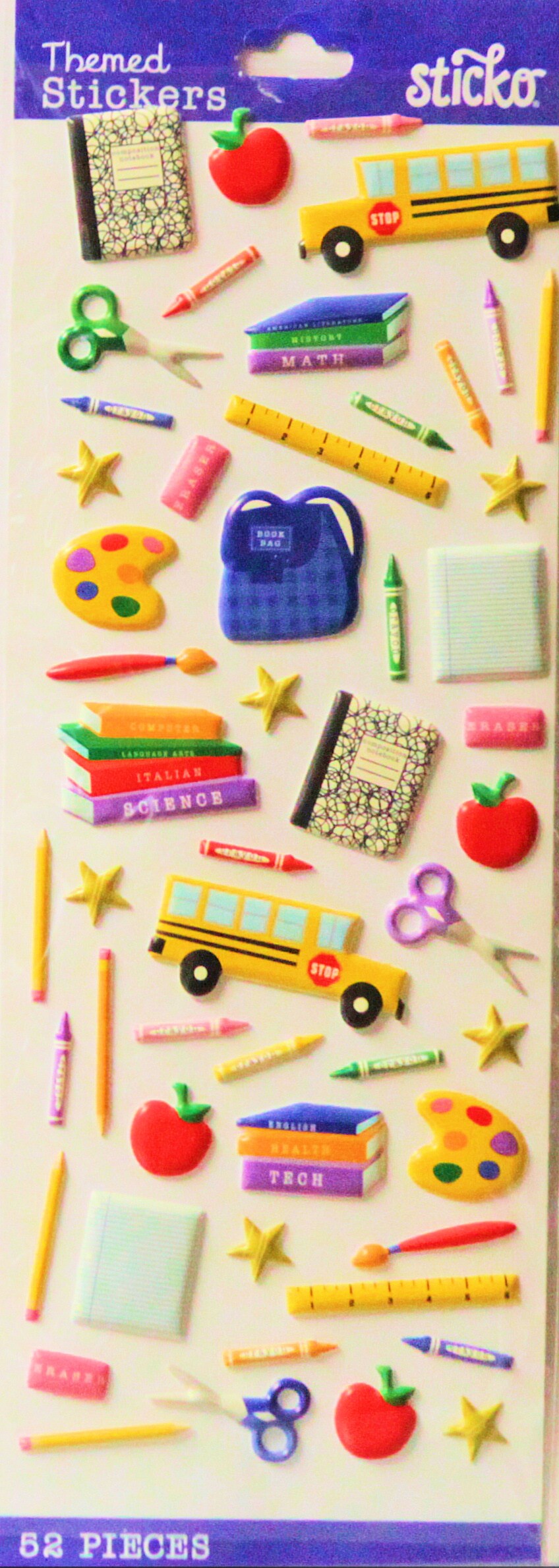 Sticko Time For School Dimensional Puffy Stickers