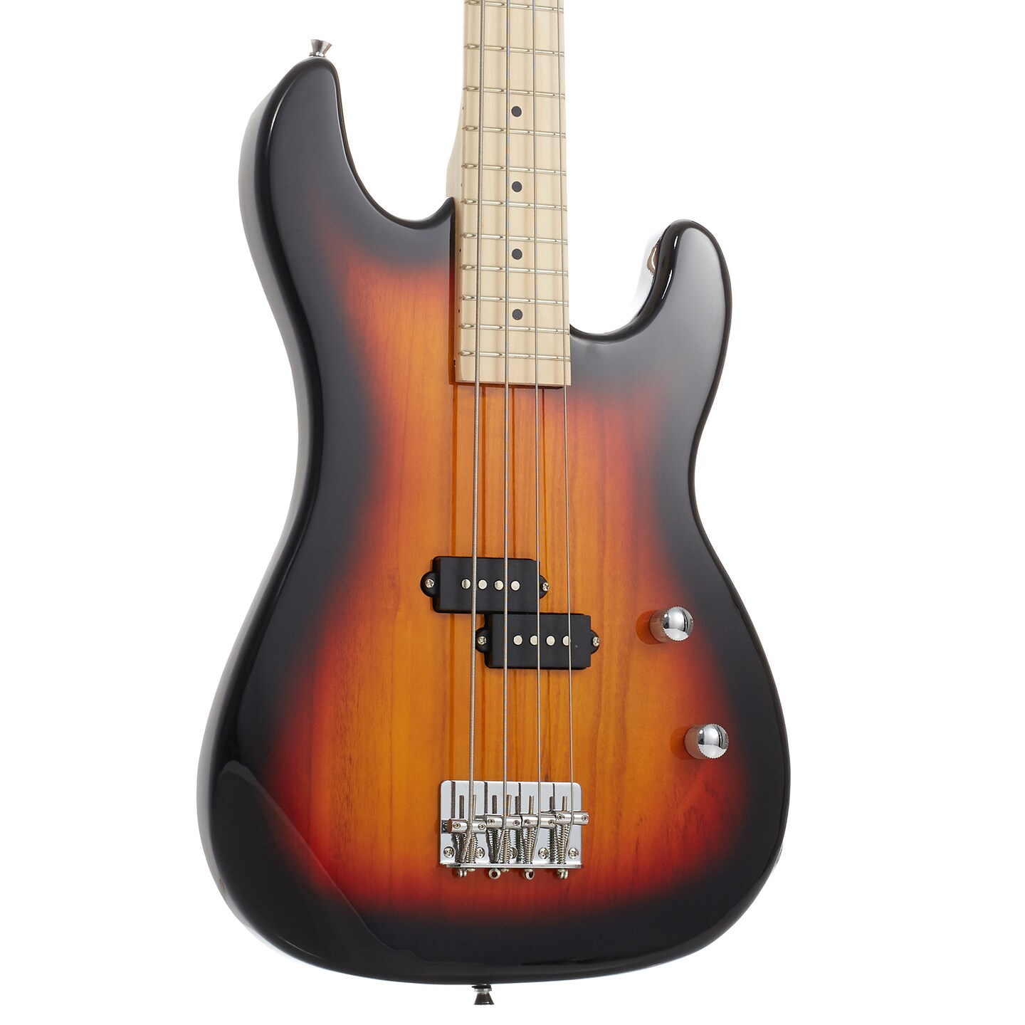 Davison Full Size Electric Bass Guitar with 15-Watt Amp - 4 String Right Handed Beginner Kit with Gig Bag and Accessories