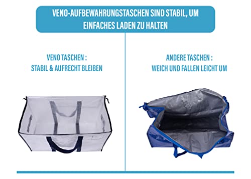 VENO 8 Pack Moving Bags and Large Christmas Storage Bins with lids. Packing  Supplies for College. Alternative to Moving Boxes. Space Saving Foldable