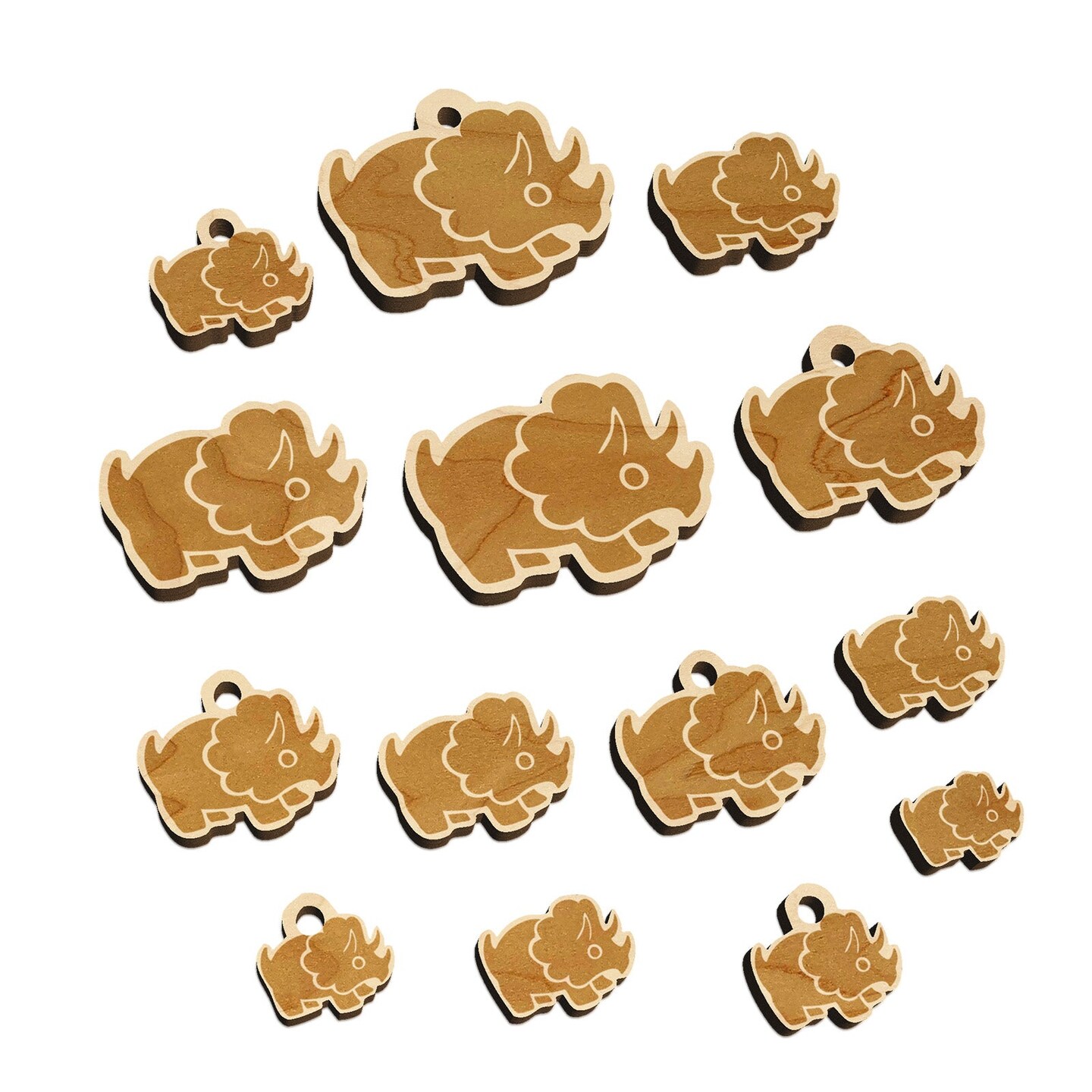 Cute Triceratops Dinosaur Mini Wood Shape Charms Jewelry DIY Craft