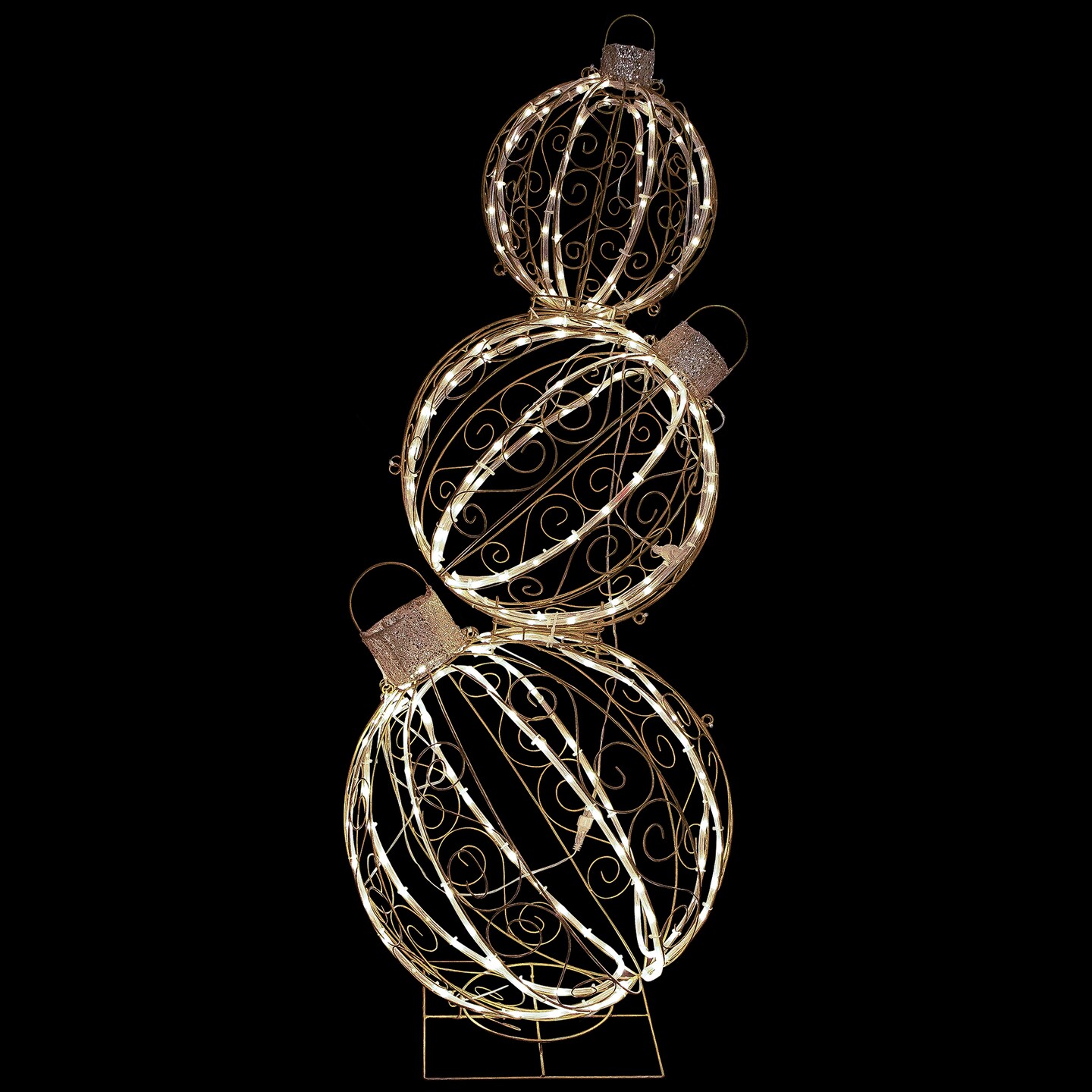 Northlight Open Design Stacked Christmas Ornaments Outdoor Decoration - 51&#x22; - Gold - Warm White