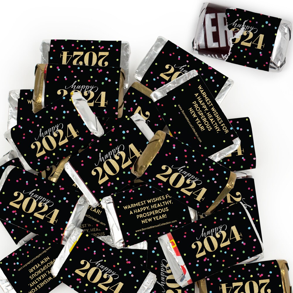New Year&#x27;s Eve Candy Party Favors Hershey&#x27;s Miniatures Chocolate - Rainbow Confetti