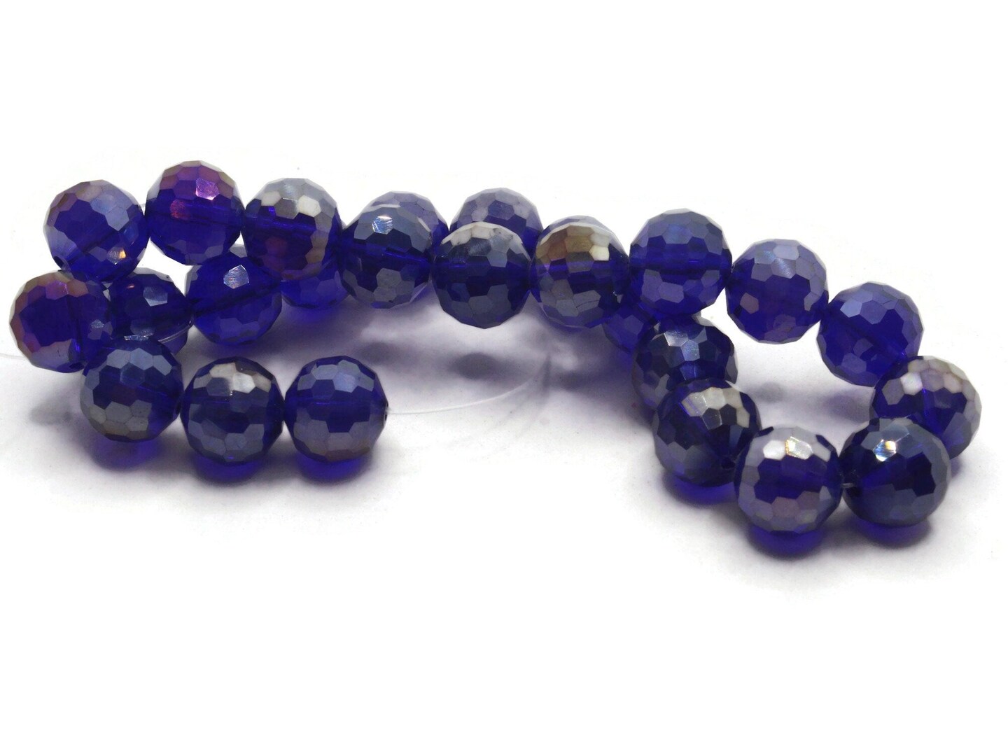 25 12mm Faceted Round Blue Glass Beads