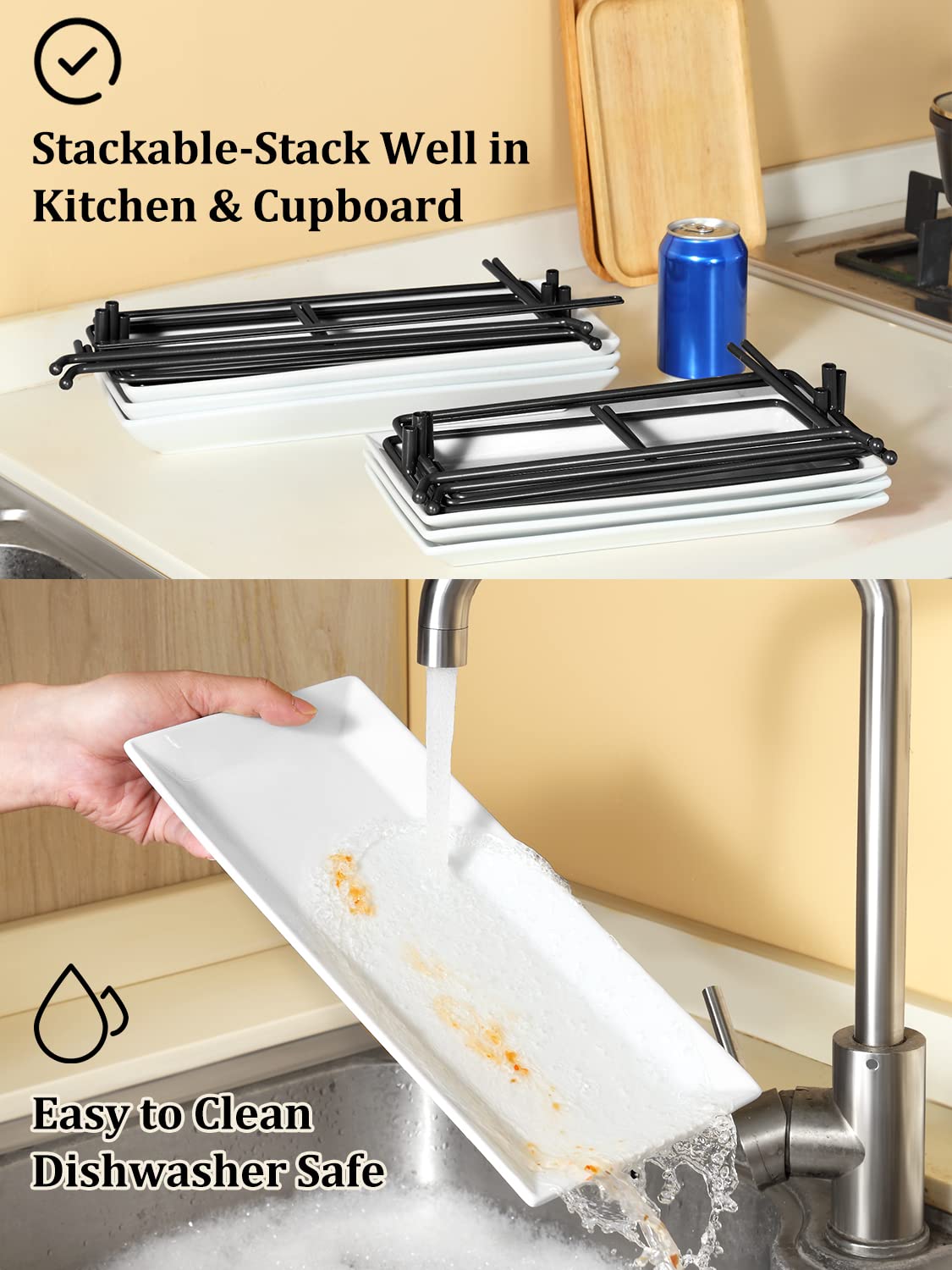 3 Tier Serving Tray Set Porcelain Tiered Serving Trays Platters, Collapsible Sturdier Stand with Stable Cross Bars, for Party Entertaining Food Display Fruit Dessert, 12 Inch