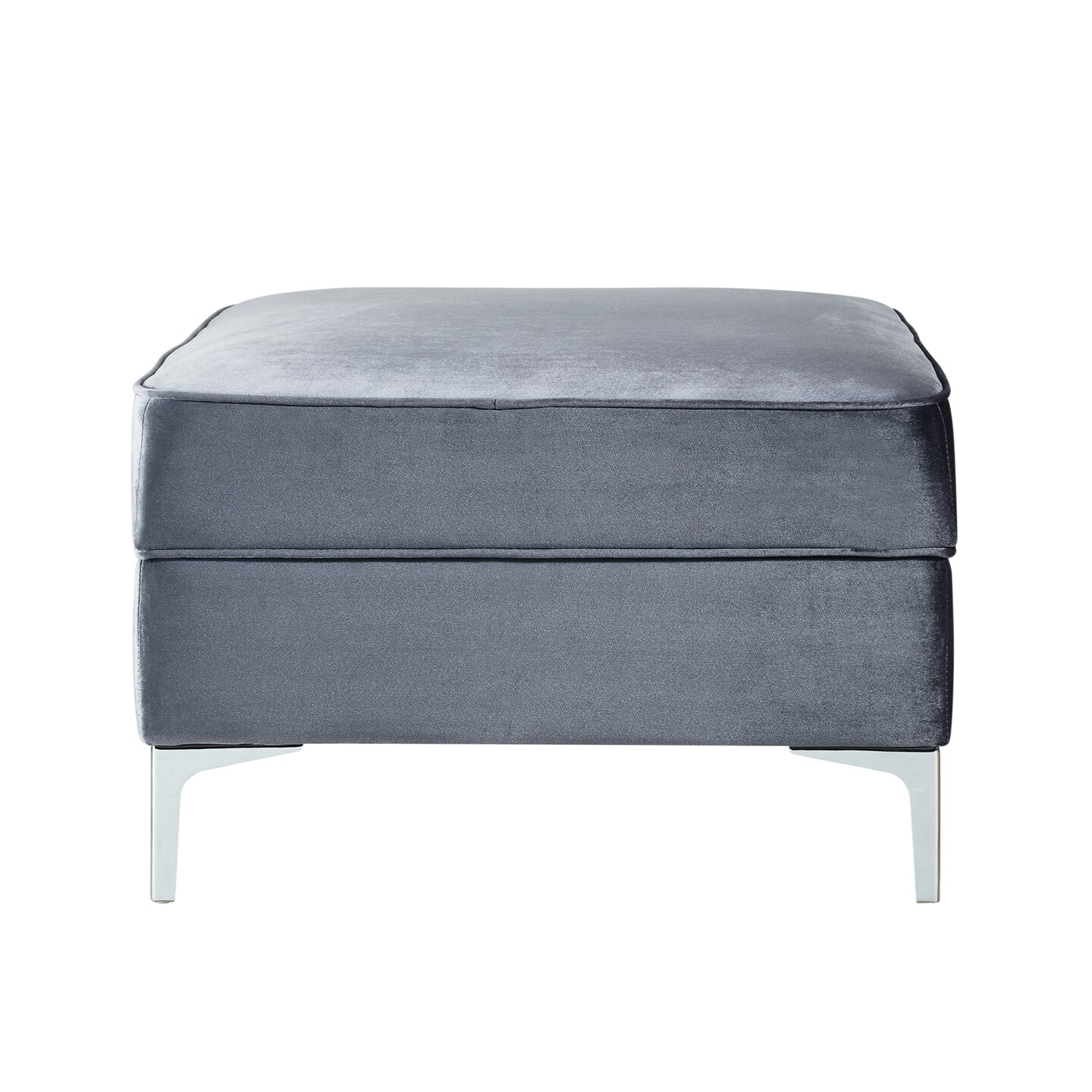 Olivia Velvet Metal Y-Leg Square Storage Ottoman