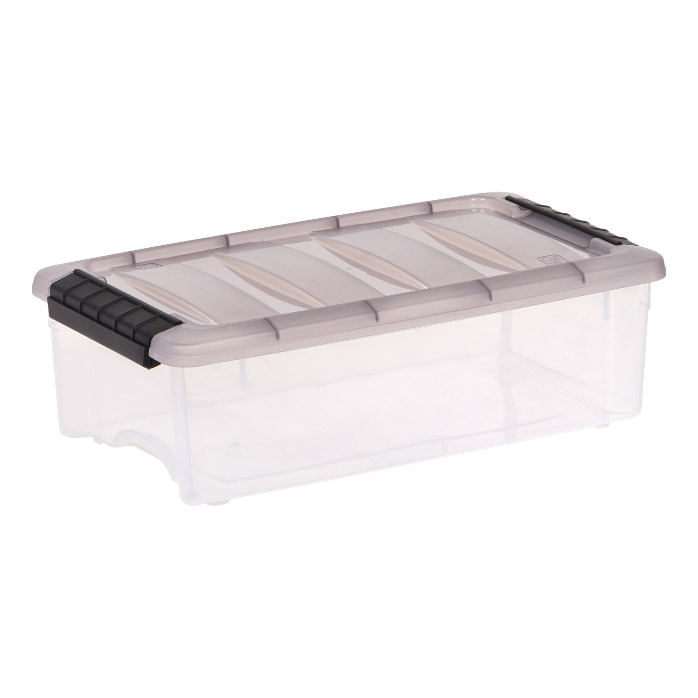 IRIS USA 6 Quart Stack &#x26; Pull Clear Storage Box, Gray, 12 Pack
