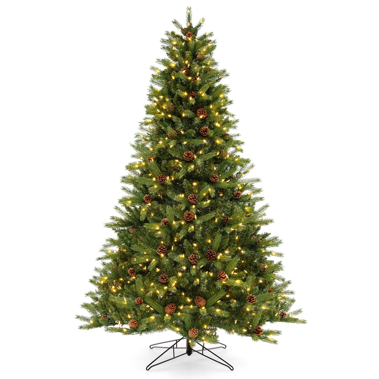 Costway 7 FT Pre-Lit Christmas Tree 3-Minute Quick Shape with Quick Power Connector Timer