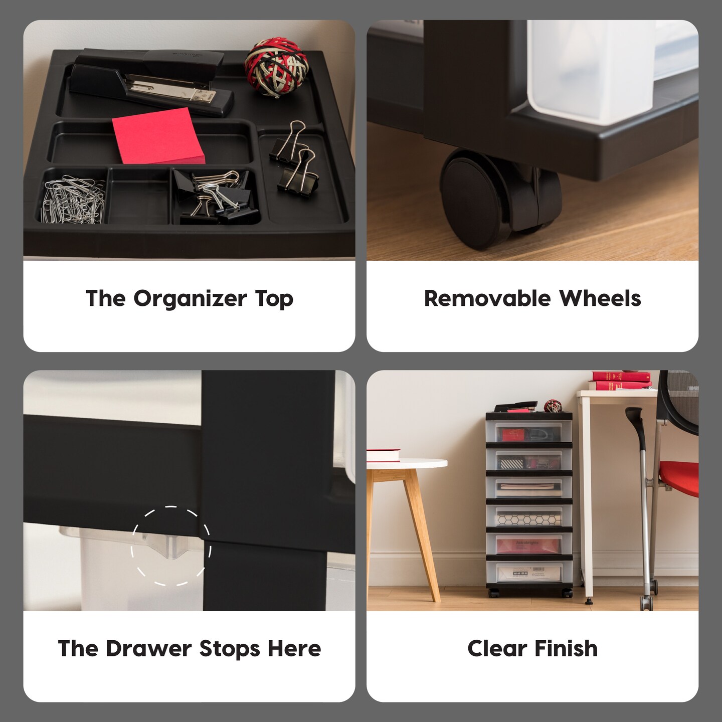 IRIS USA Plastic Rolling Storage Cart with Drawers