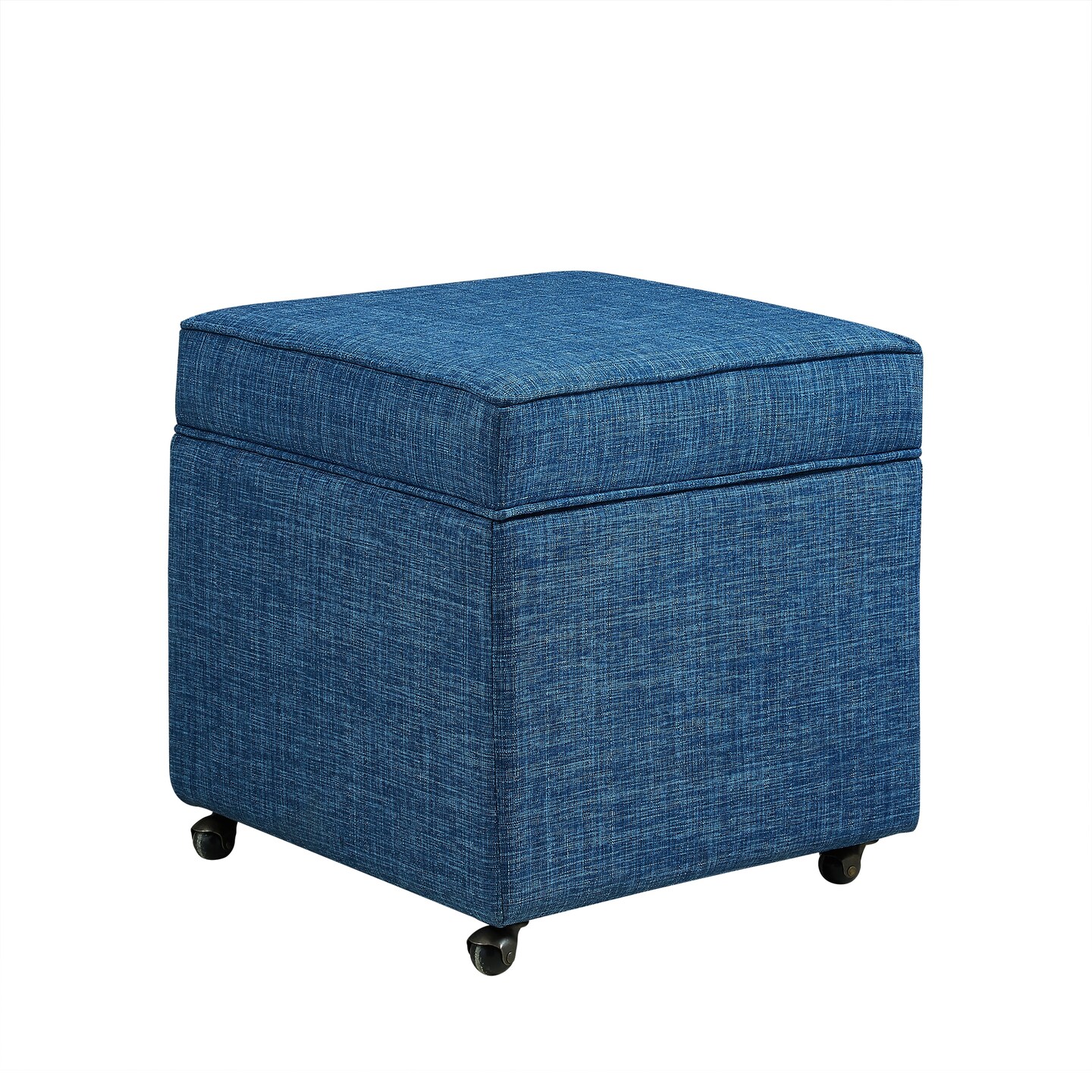 Laurie Linen Upholstered Rolling Cube Storage Ottoman