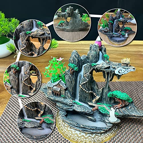 Zvaiuk Mountain Waterfall Incense Burner&#xFF0C;Backfall Incense Holder River, Incense Falls Meditation Decor for Room with Upgrade Incense Cones and Accessories