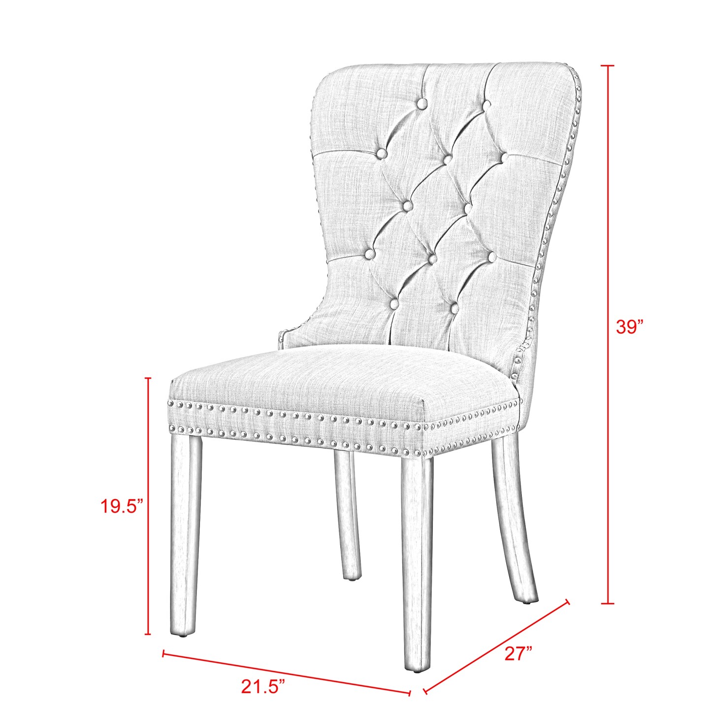 Nevaeh Linen/Velvet Ring Handle Nailhead Dining Chair (Set of 2)