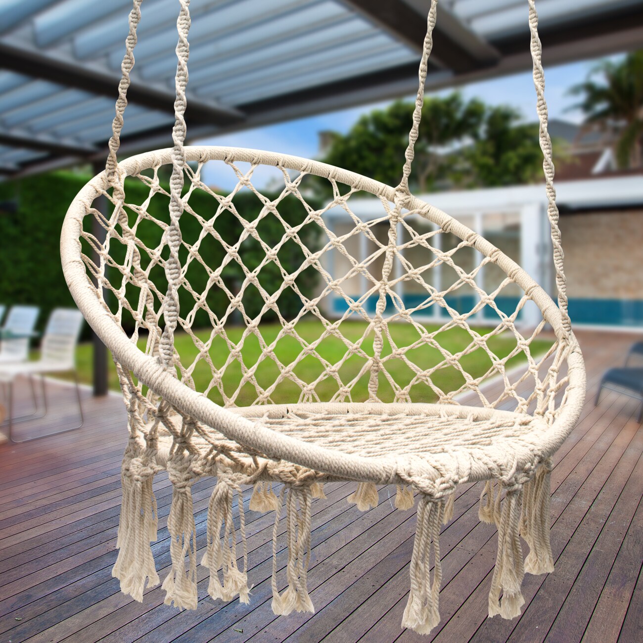 Sorbus Macrame Hanging Rope Chair