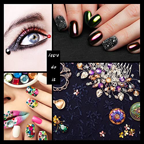 6616 Pieces Hotfix Rhinestones 5 Mixed Sizes FlatBack Crystal Rhinestones for Crafts Round Glass Gems with Tweezers and Picking Rhinestones Pen(Hematite Black)