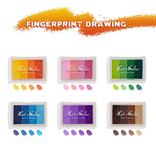6 Pieces Washable DIY Stamp Ink Pads for Kids, 24 Colors