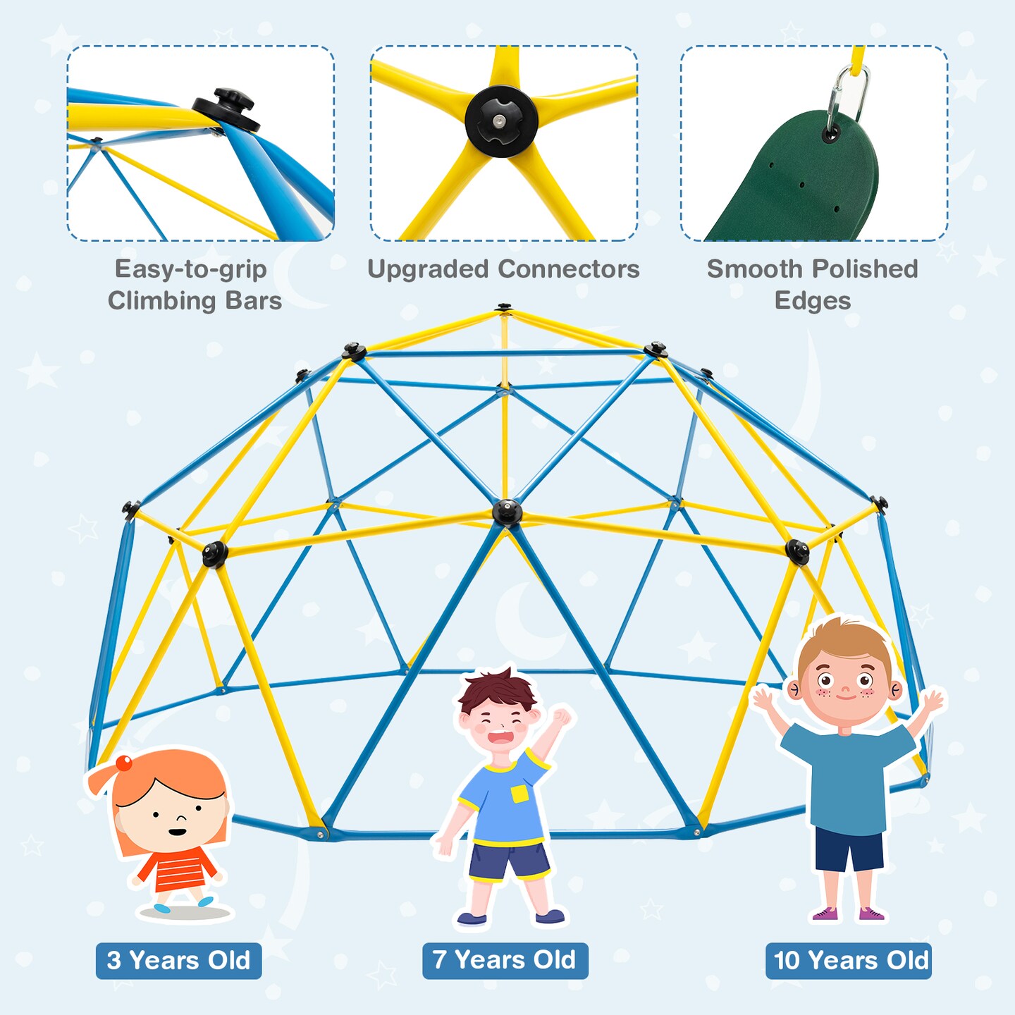 10 Feet Dome Climber with Swing and 800 Lbs Load Capacity