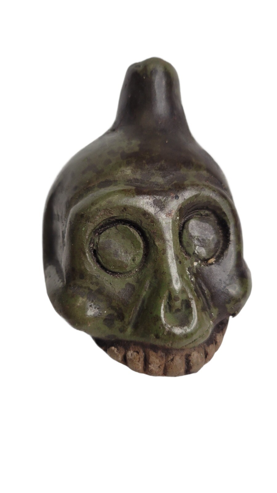 Half Skull Aztec Whistle, Aztec Death Whistle, Clay Aztec Whistle.