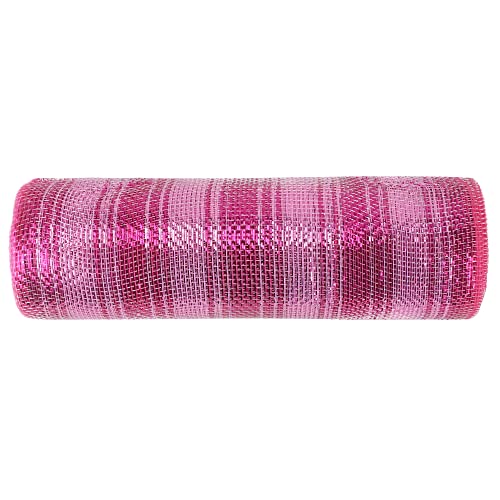 MEEDEE Pink Deco Mesh 10 Inch Valentine Hot Pink Mesh Ribbon Fabric Mesh Roll Decorative Mesh Wreath Supplies for Valentine&#x27;s Day Wreath Front Door Mesh Wreath (30 Feet)