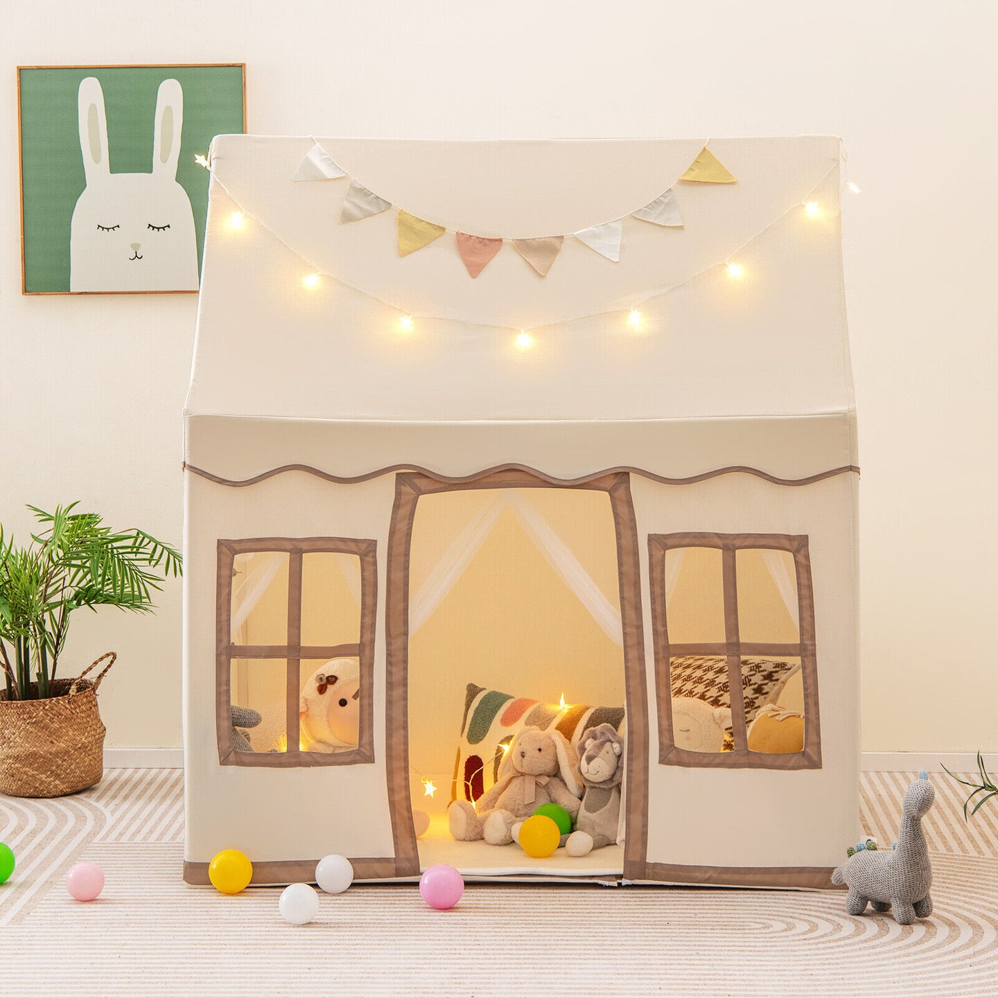 Toddler Large Playhouse with Star String Lights Perfect for Gifting