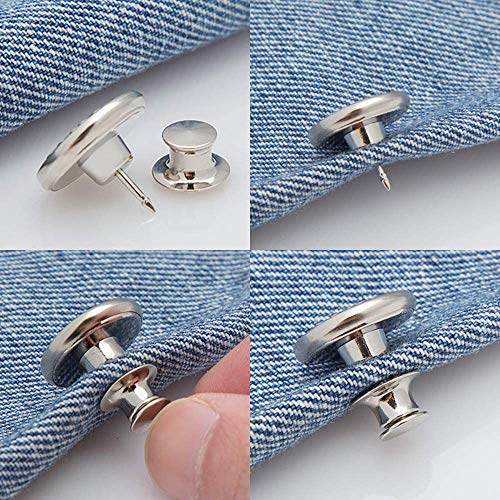 6 Pieces Perfect Fit Instant Button, Instant Buttons, Jean Replacement Buttons Removable Button No Sew Buttons to Extend or Reduce an Inch to Any Pants Waist in Seconds!
