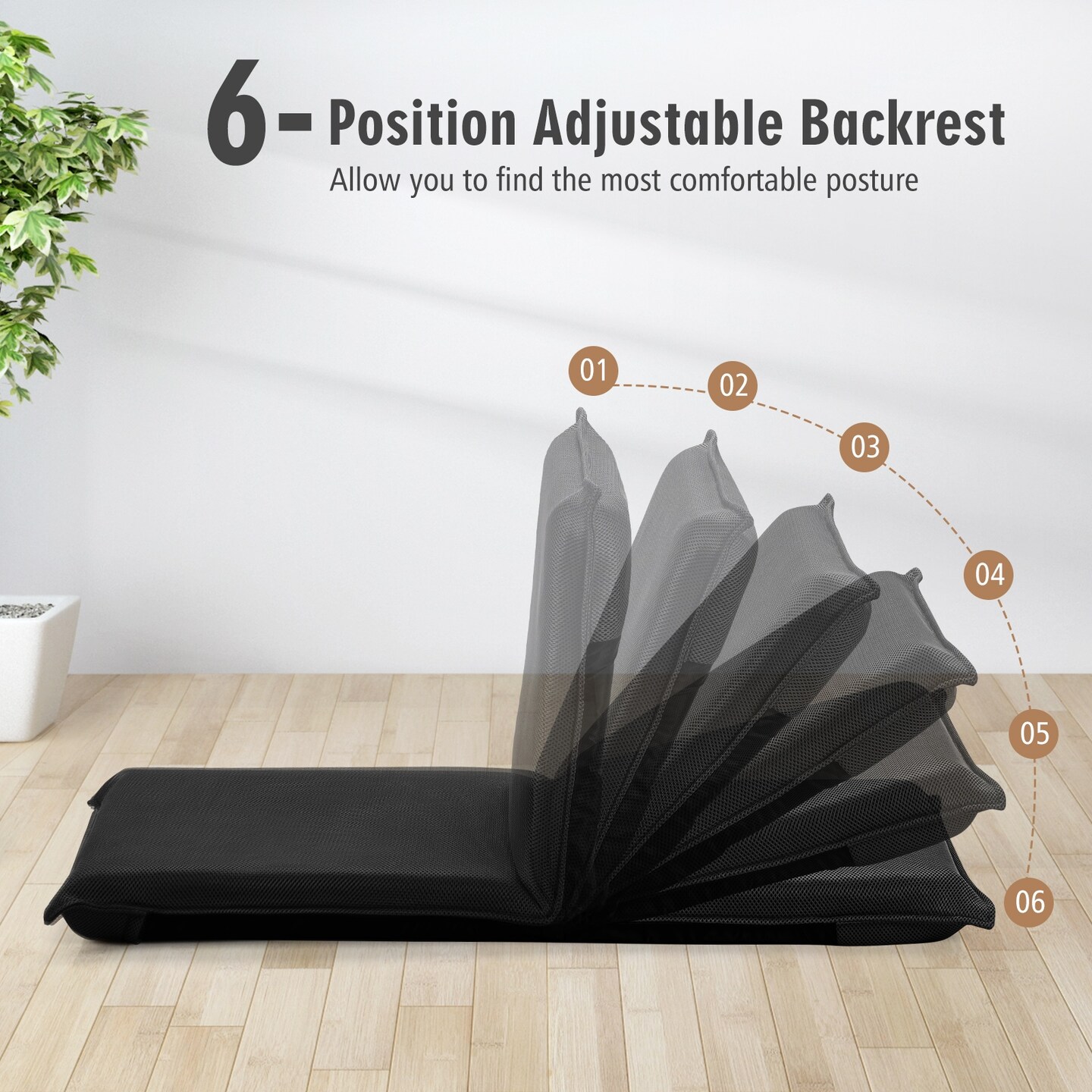 Adjustable 6 position Folding Lazy Man Sofa Chair Floor Chair