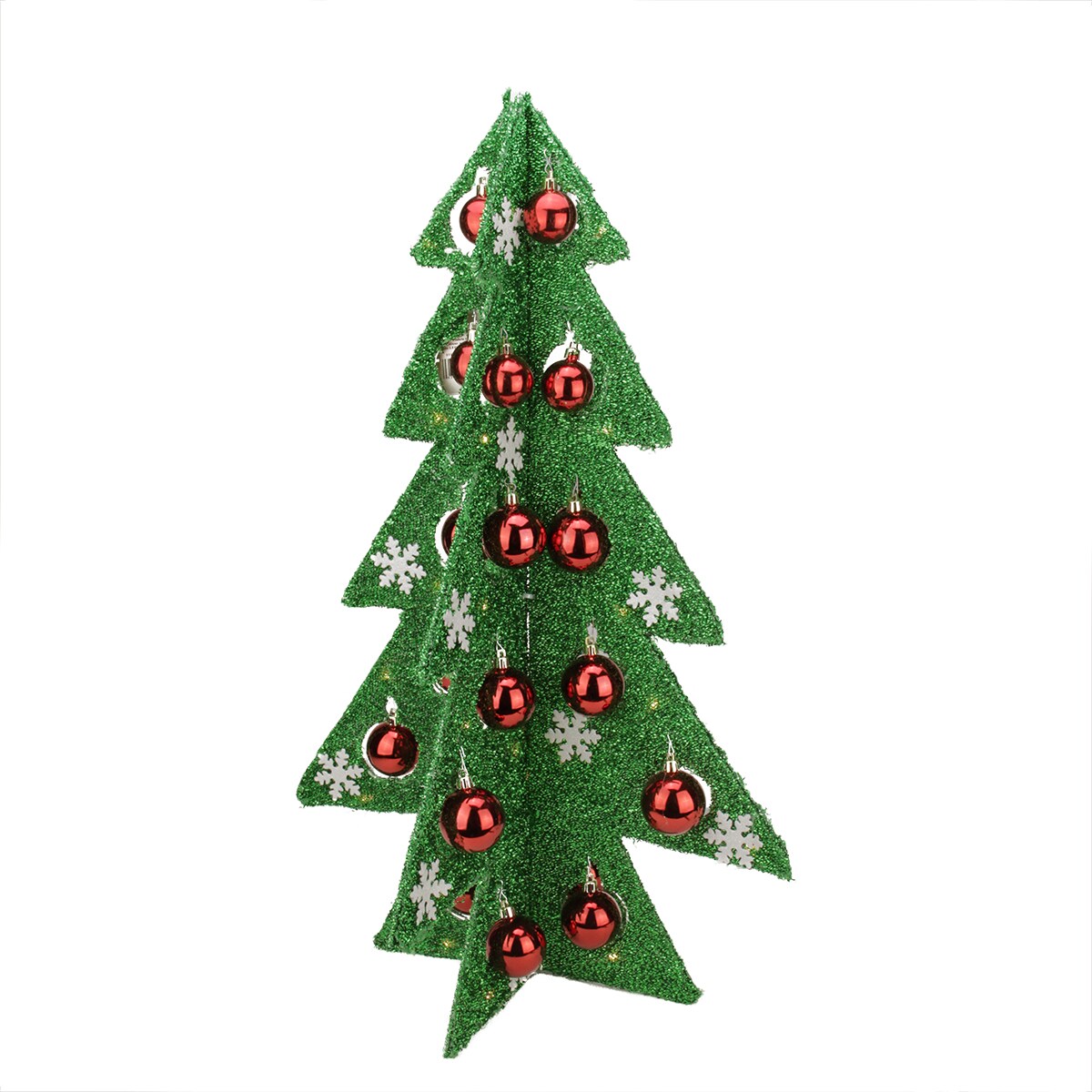 Northlight LED Lighted Christmas Tree with Ornaments Decoration - 28&#x22; - Green and Red