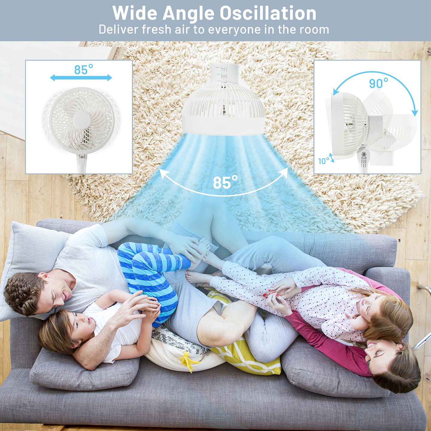 Costway 9&#x27;&#x27; Oscillating Pedestal Fan Portable Floor Fan w/ 3 Adjustable Heights &#x26; Speeds