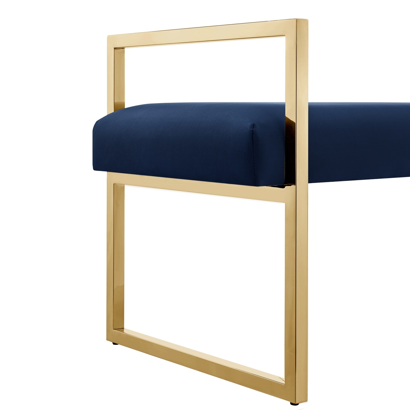 Maja Velvet/PU Leather Bench With Chrome/Gold Base