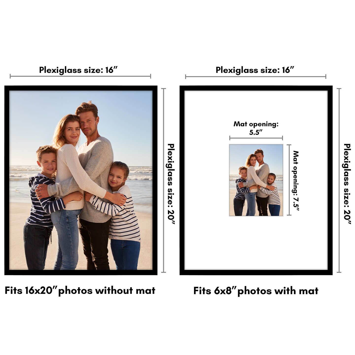 Americanflat Thin Border With Oversized Mat Picture Frame - Plexiglass Front Cover