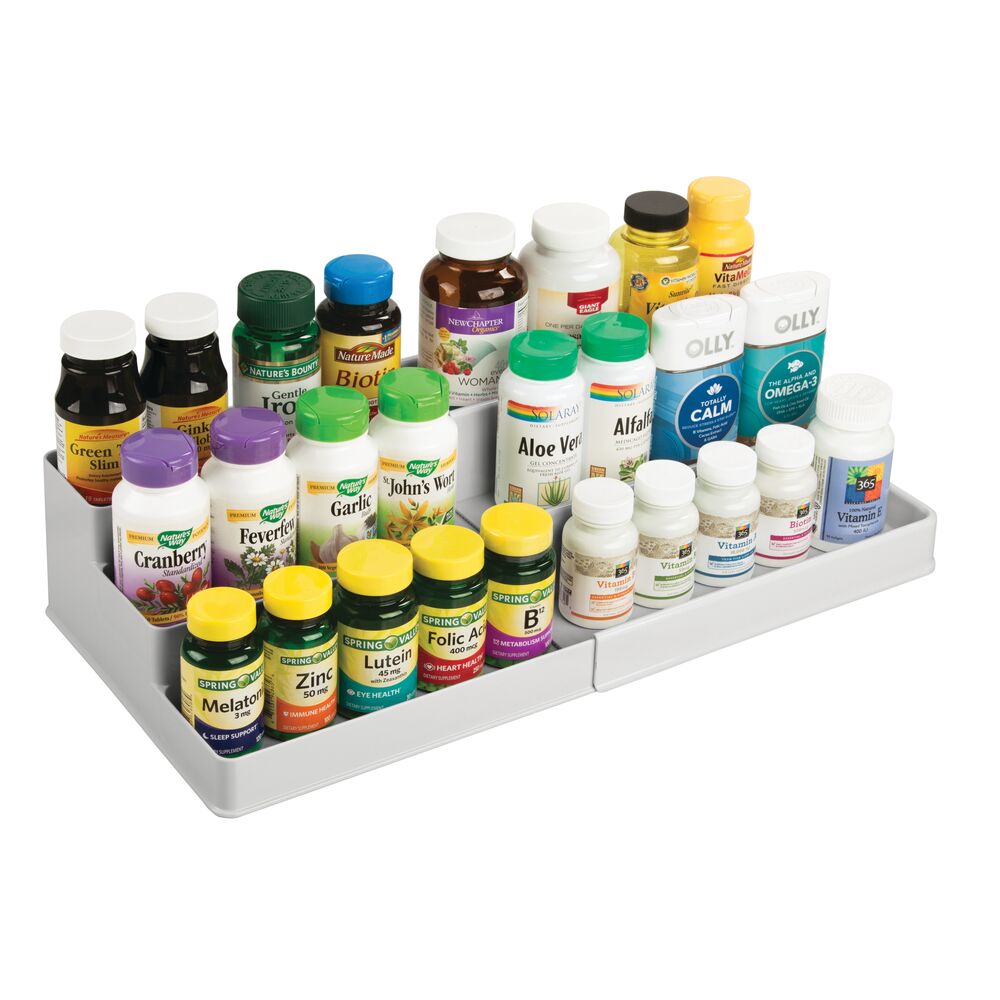 mDesign Large Expandable Vitamin Rack, Bathroom Storage Organizer - Clear
