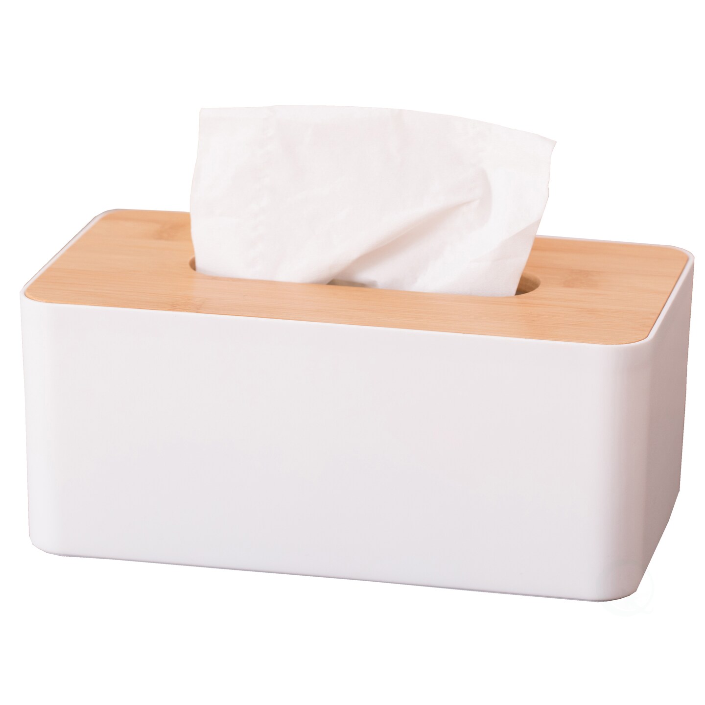 Basicwise Bamboo Removable Top Lid Rectangular Tissue Box