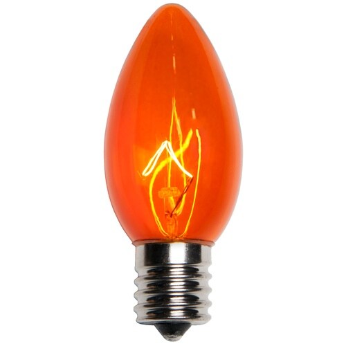 25 Bulbs - C9 Triple Dipped Transparent Amber, 7 Watt lamp