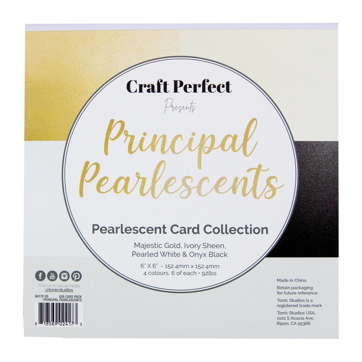 Craft Perfect Pearlescent Cardstock 6"X6" 24/Pkg-Principal Pearlescents
