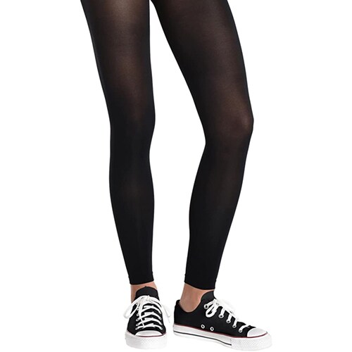 Premium Black Opaque Footless Leggings Cotton/Polyester 12 PACK 8094D -  Private Island Party