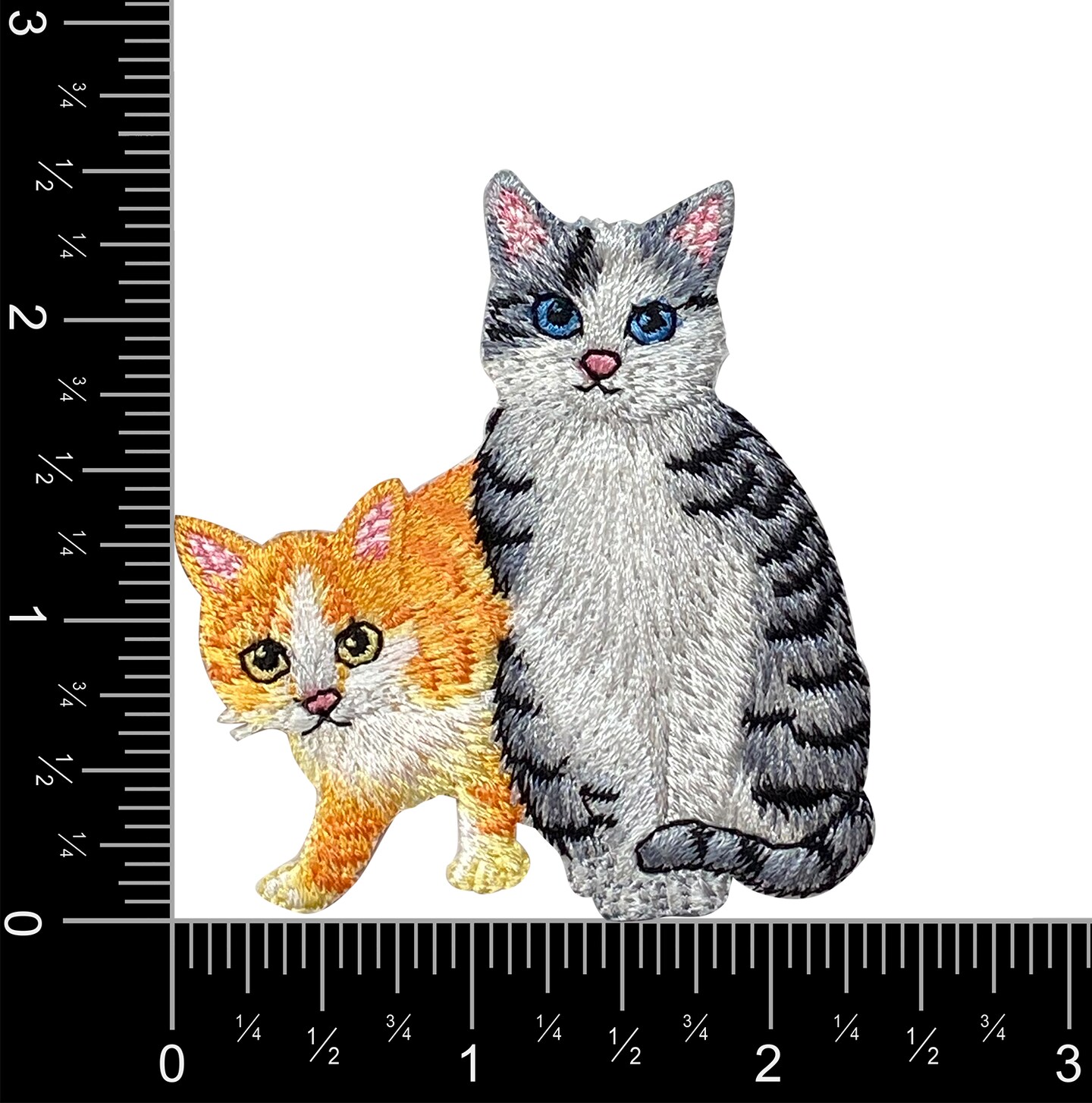 Two Cats, Orange Tabby, Gray Kitten, Pets, Embroidered, Iron on Patch