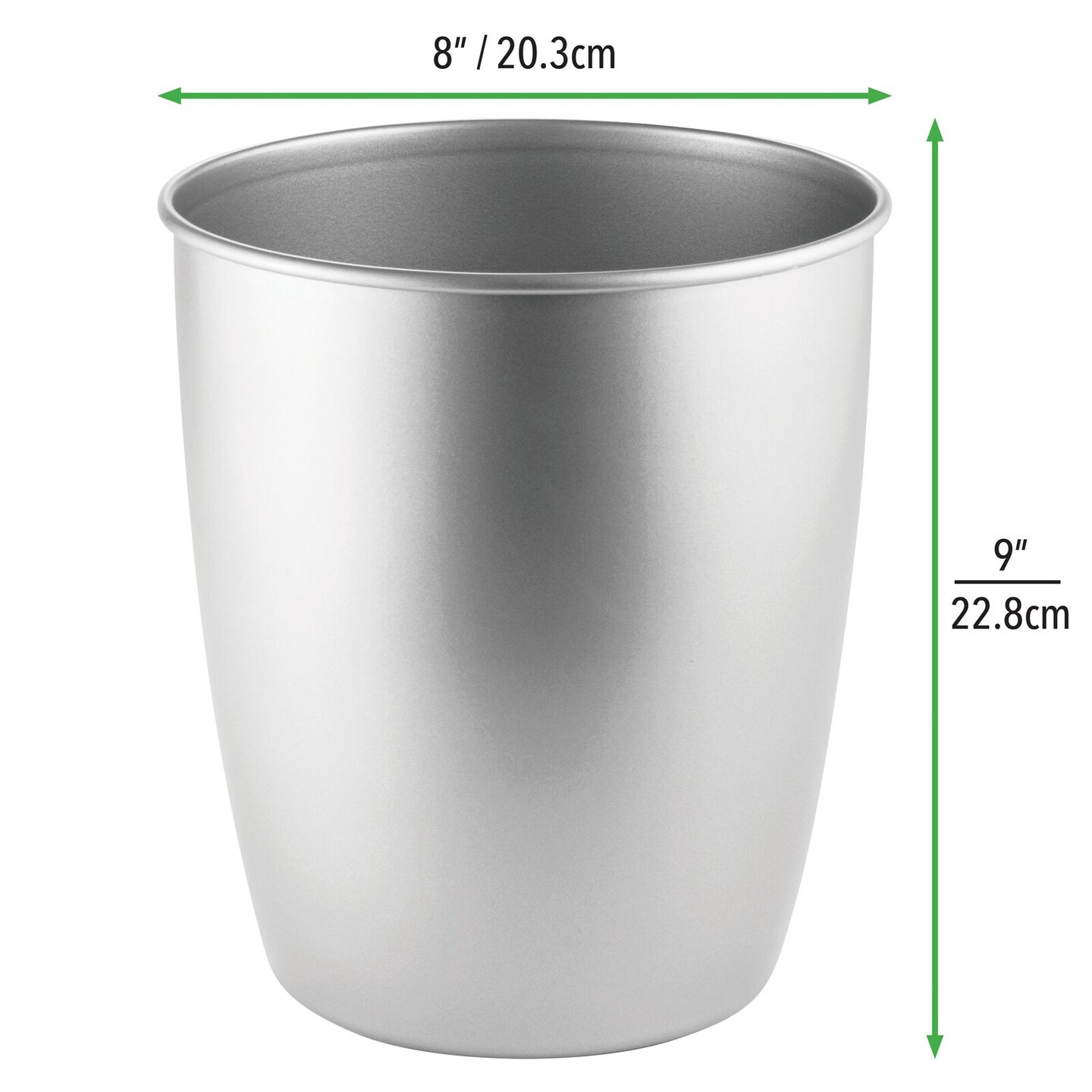 mDesign Small 1.5 Gallon Round Bathroom Wastebasket Garbage Bin