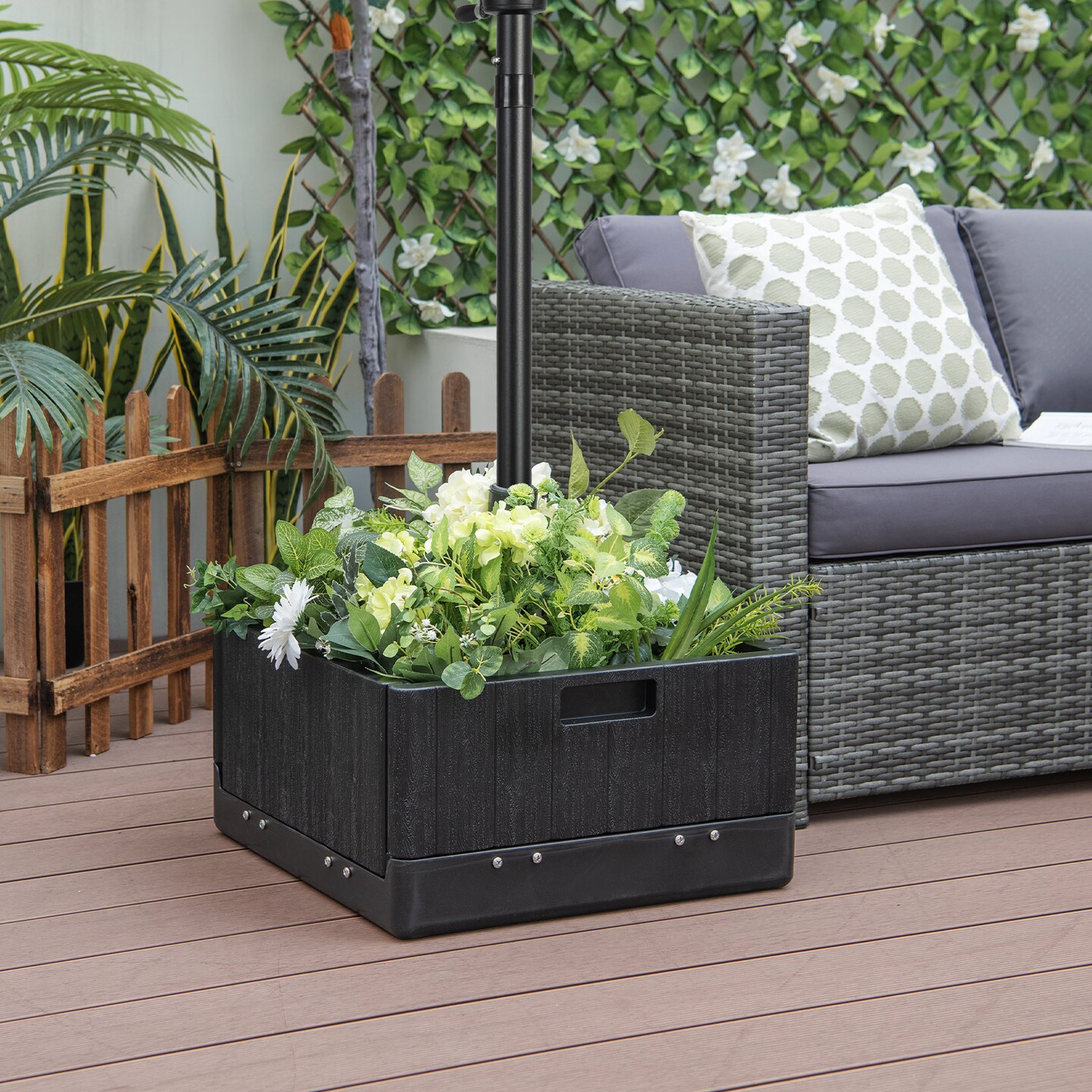 3-in-1 Multi-functional Design Outdoor Fill-able Umbrella Base With Table Tray