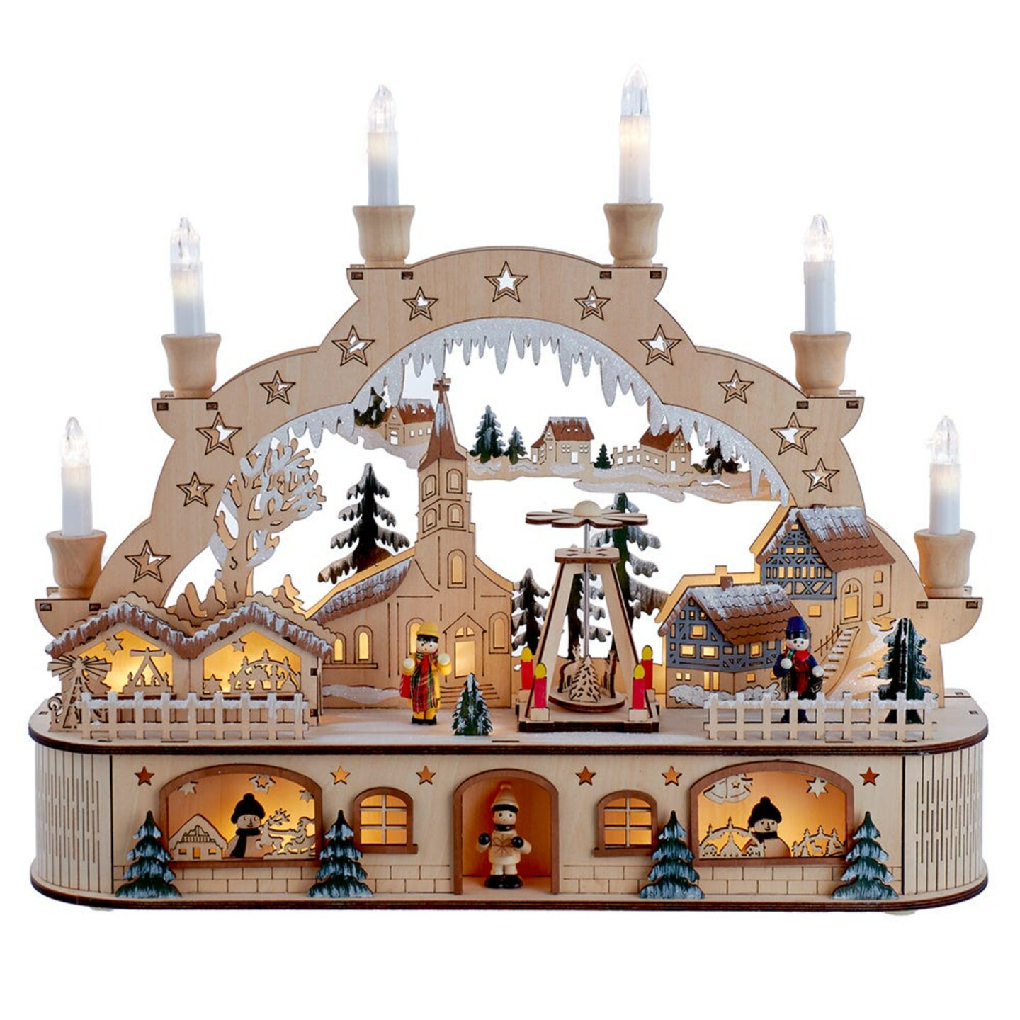 KSA 10.25" Battery Operated LED Lighted Musical Santa Christmas Village Tabletop Decoration