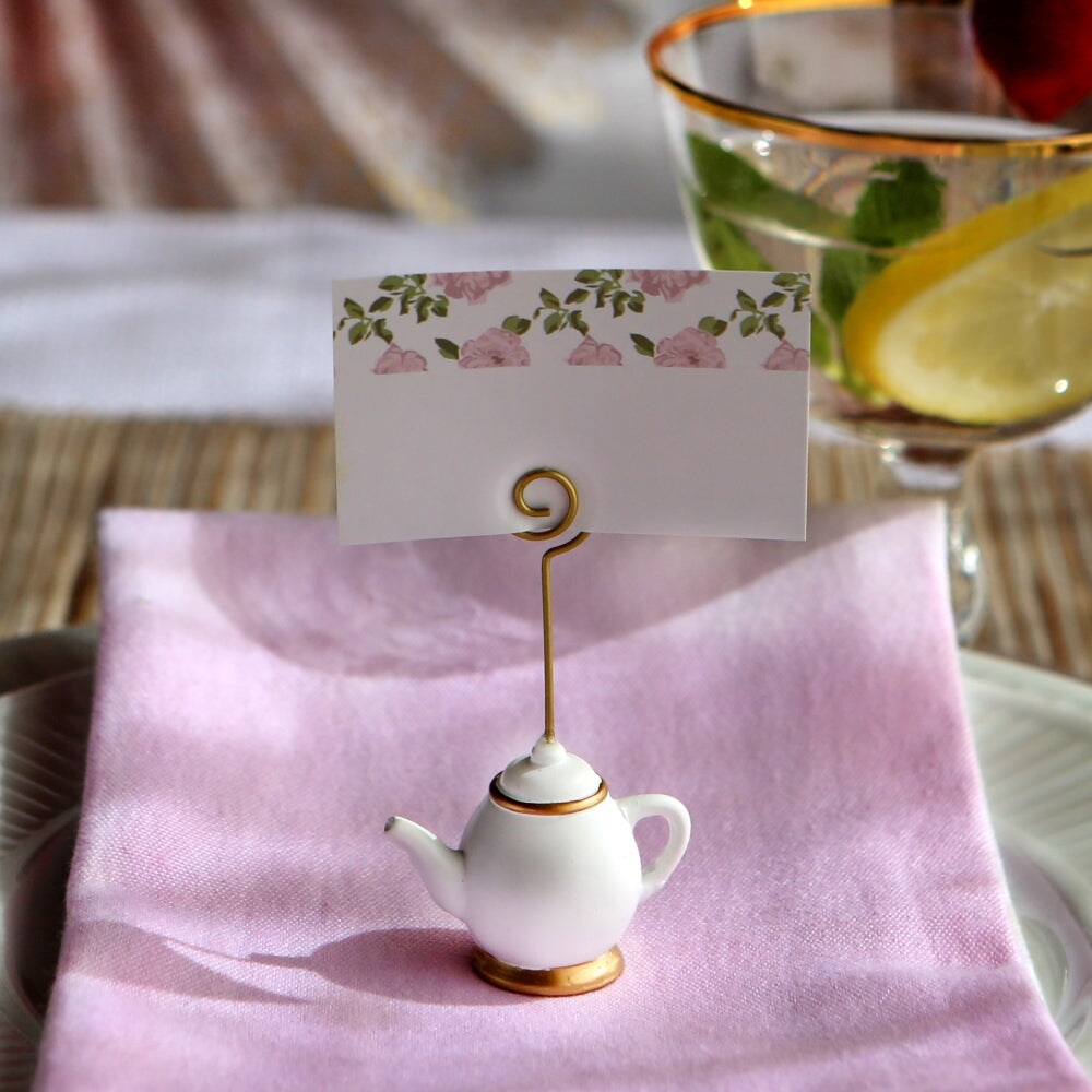 Kate Aspen Tea Time Whimsy Teapot and Teacup Place Card Holders, (6 Set of 6, 36 Pieces), Place Cards Included …