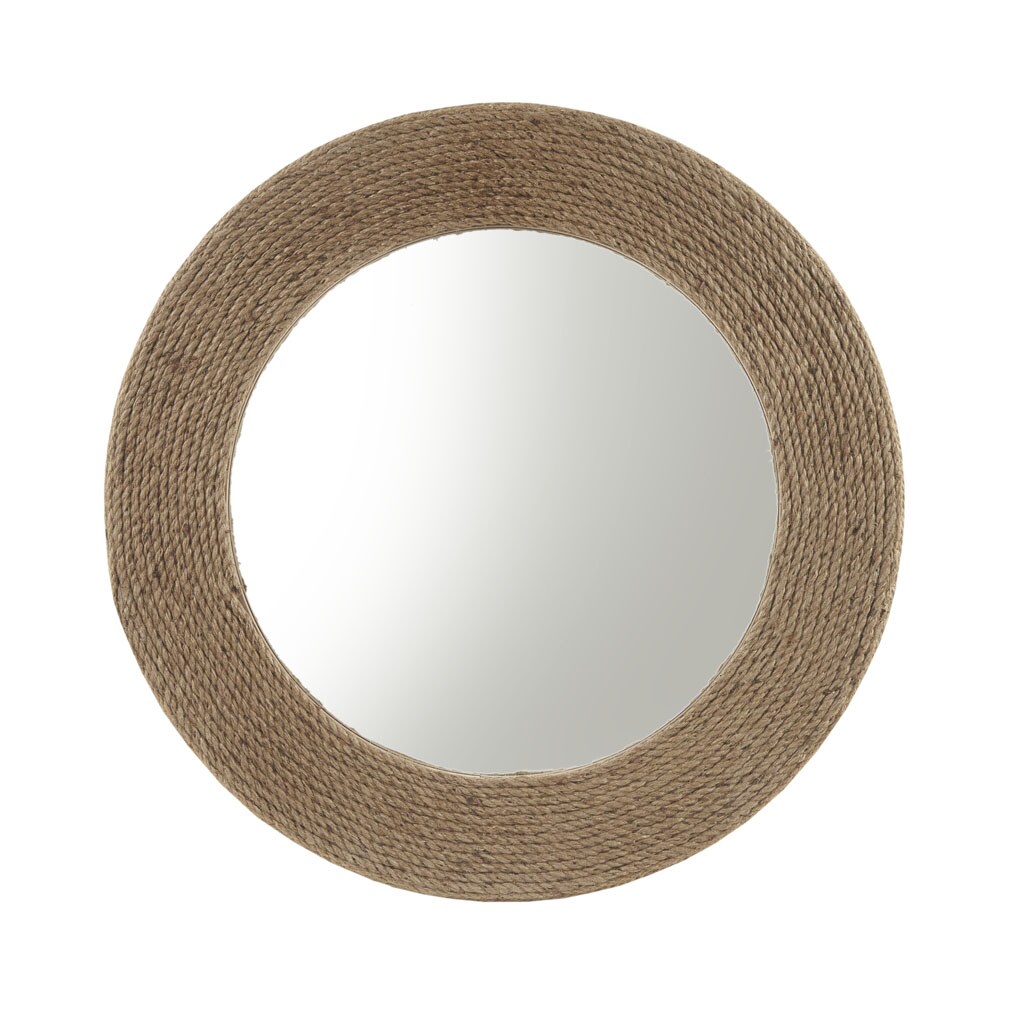 Gracie Mills   Natural Jute Rope Round Wall Mirror 26&#x22;
