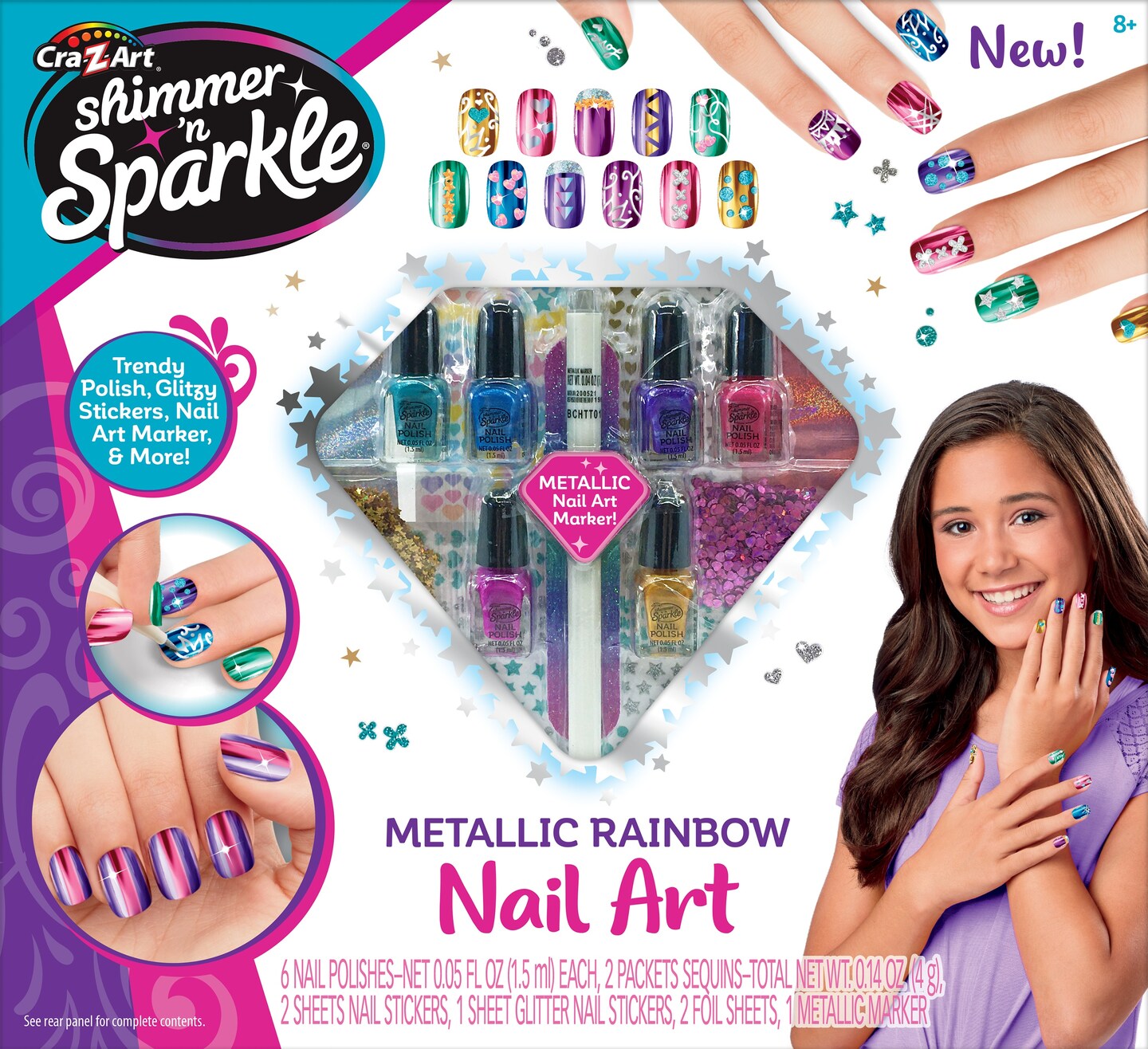Cra-Z-Art Shimmer &#x27;N Sparkle Metallic Rainbow Nail Art Kit