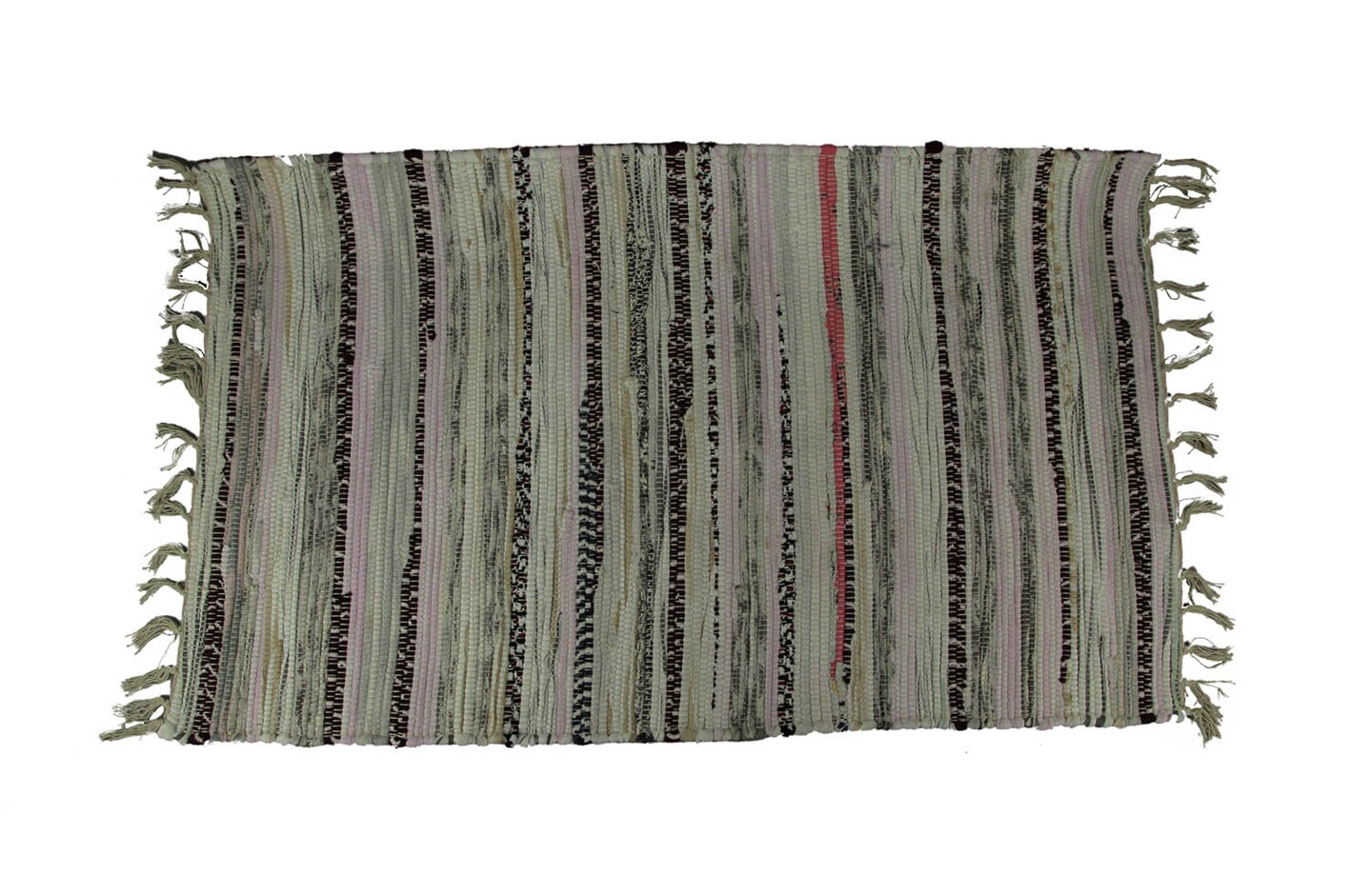 Multicolored Cotton Chindi Rag Fringed Throw Rug