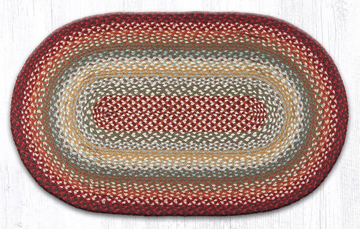 Earth Rugs C-417 Thistle Green / Country Red Oval Braided Rug 27" x 45"