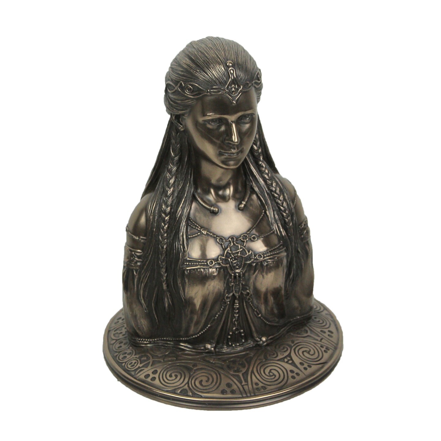 Bronze Finish Celtic Mother Earth Goddess Danu Bust Statue 7.25 Inches High