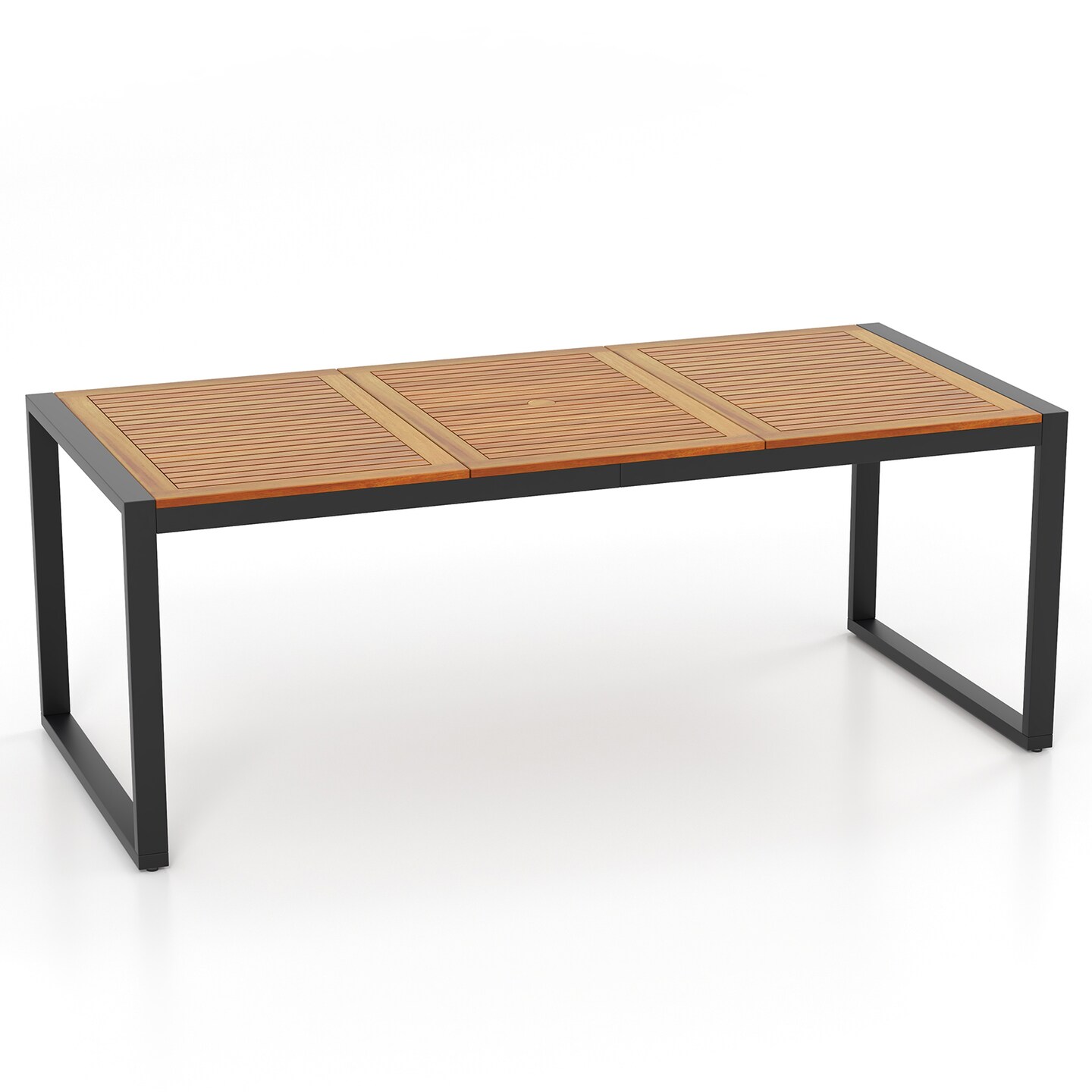 79 Inch Acacia Wood Patio Table With 1.9 Inch Umbrella Hole For Garden And Poolside