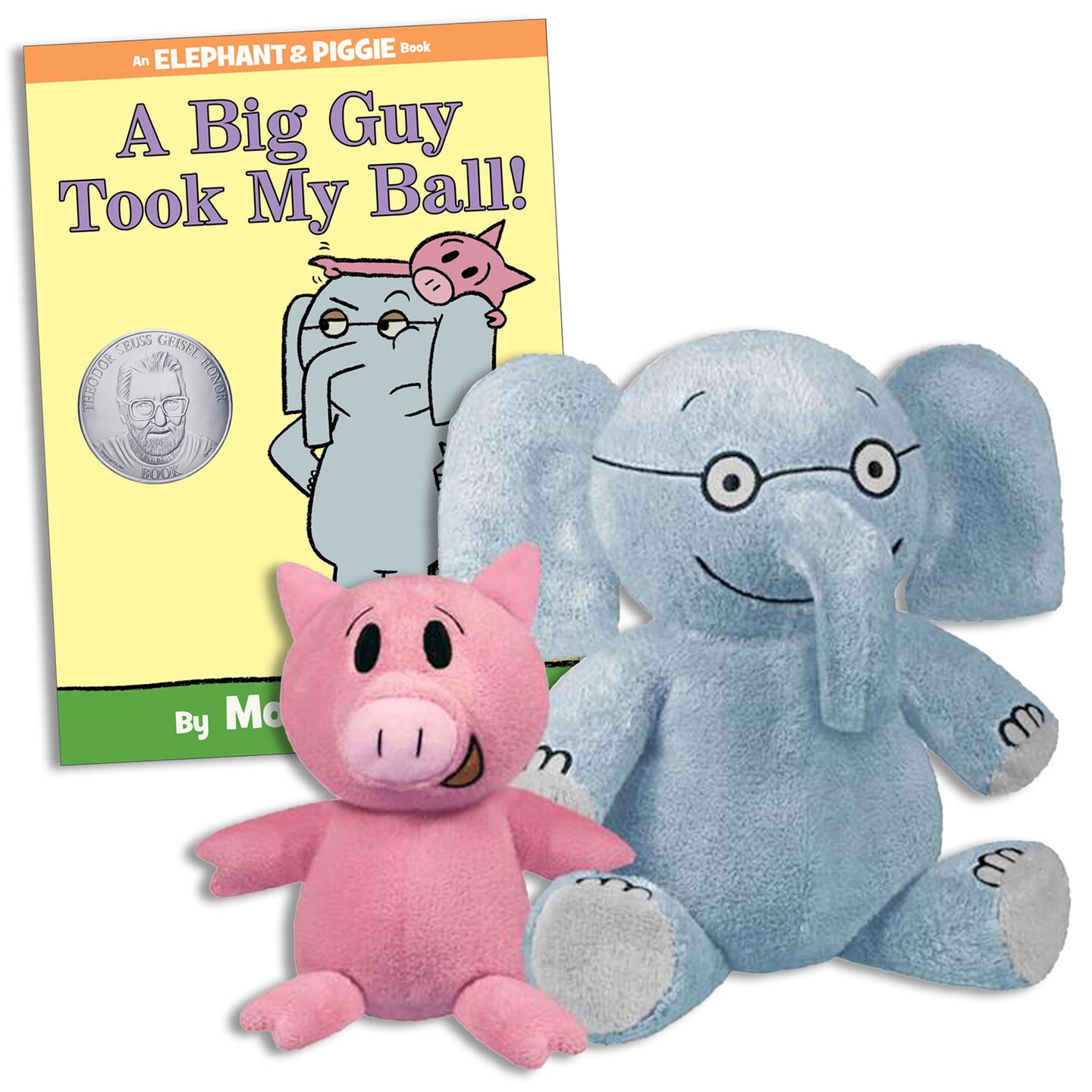 Yottoy Elephant &#x26; Piggie Plush &#x26; A Big Guy Took My Ball Book