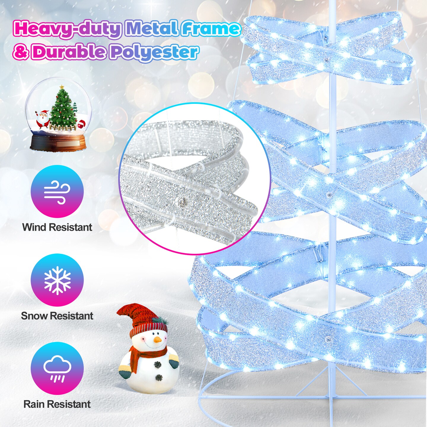 7 Feet Outdoor Spiral Christmas Tree For Party Xmas New Year Decoration