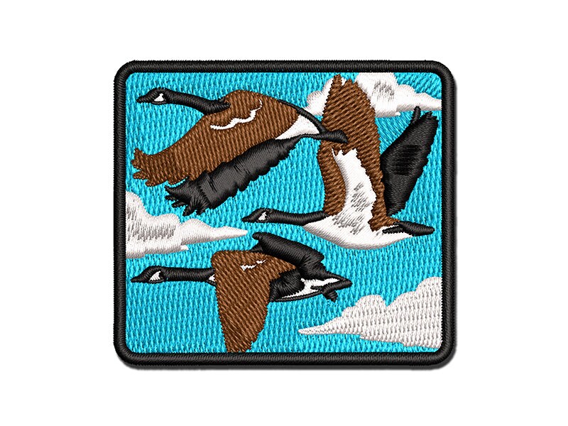 Canadian Canada Geese Flying Goose Multi-Color Embroidered Iron-On or Hook &#x26; Loop Patch Applique
