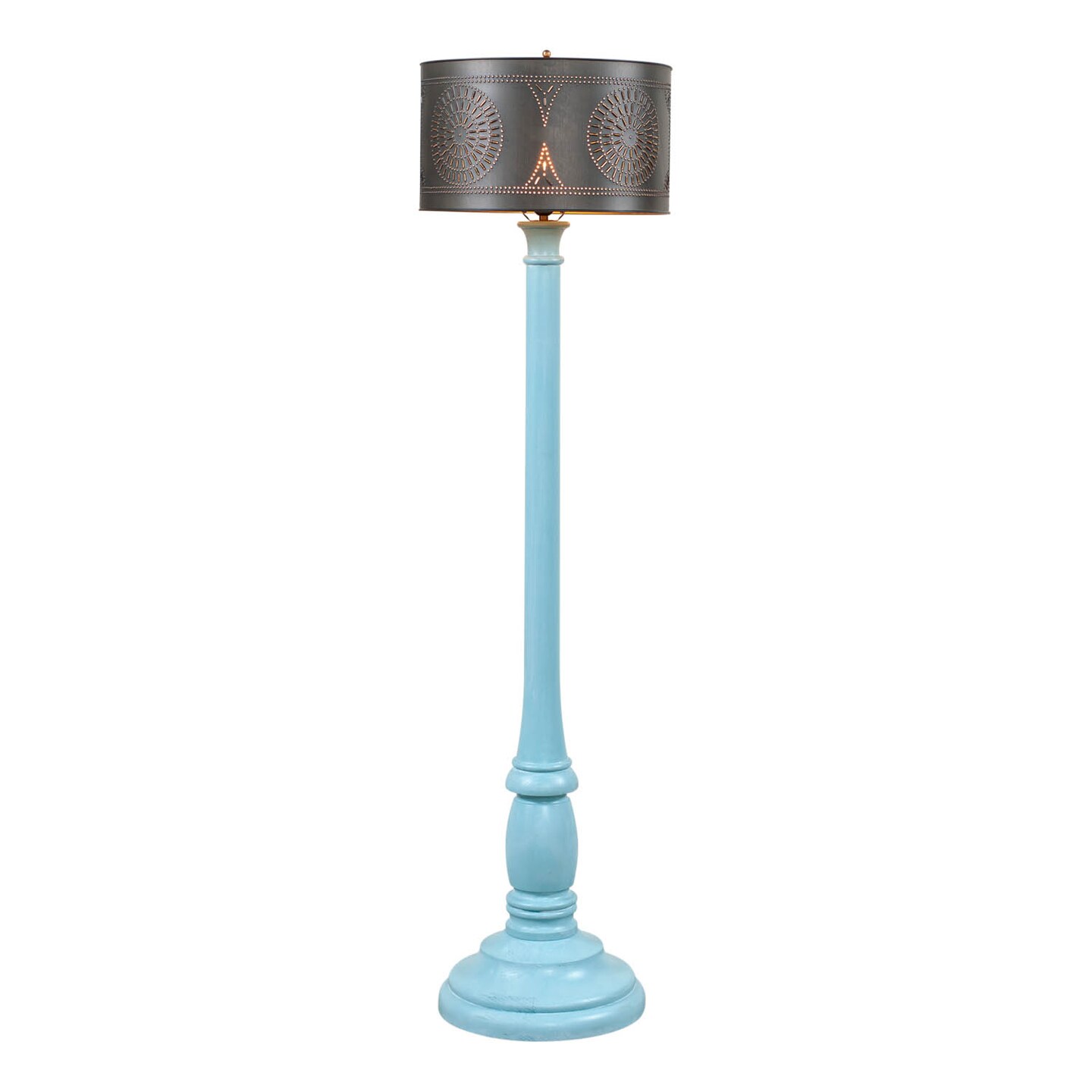 Irvins Country Tinware Brinton Floor Lamp in Misty Blue with Shade