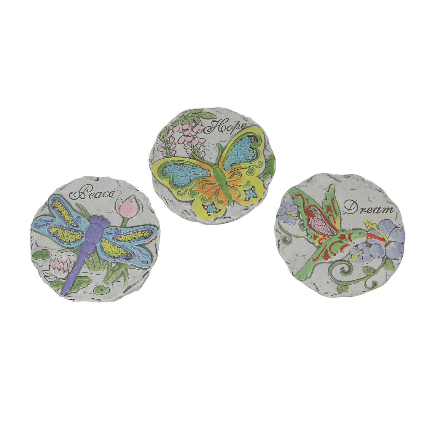 Peace Hope Dream Inspirational Garden Stepping Stone Decorative Wall Art Set
